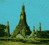 The Buddhist Pagodas borrowed their plan of construction from the geometric grid of the Mandala used for constructing temples in India (A majestic Pagoda at Bangkok)